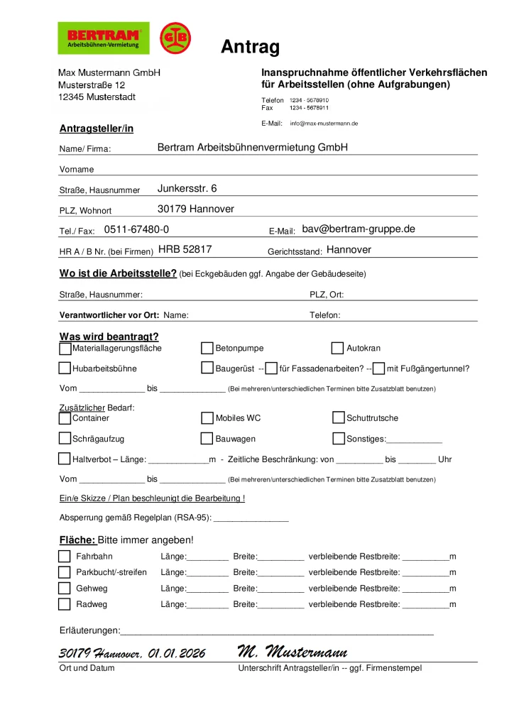 Genehmigungsservice Formular