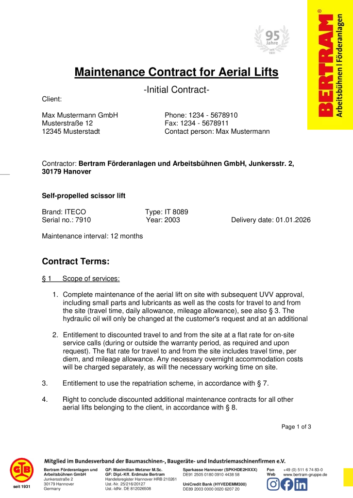 Wartungsvertraege Vorlage En